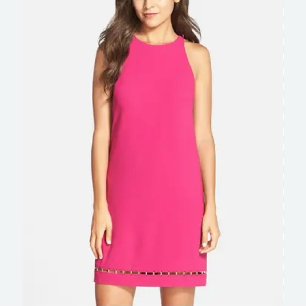 Trina Turk "Alek" Fuchsia High Neck Sleeveless Dress EUC Sz 8